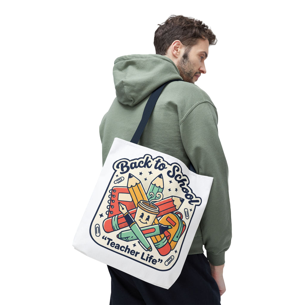 Back to School Teacher Life Tote Bag — Cute Teacher Supplies Print AOP