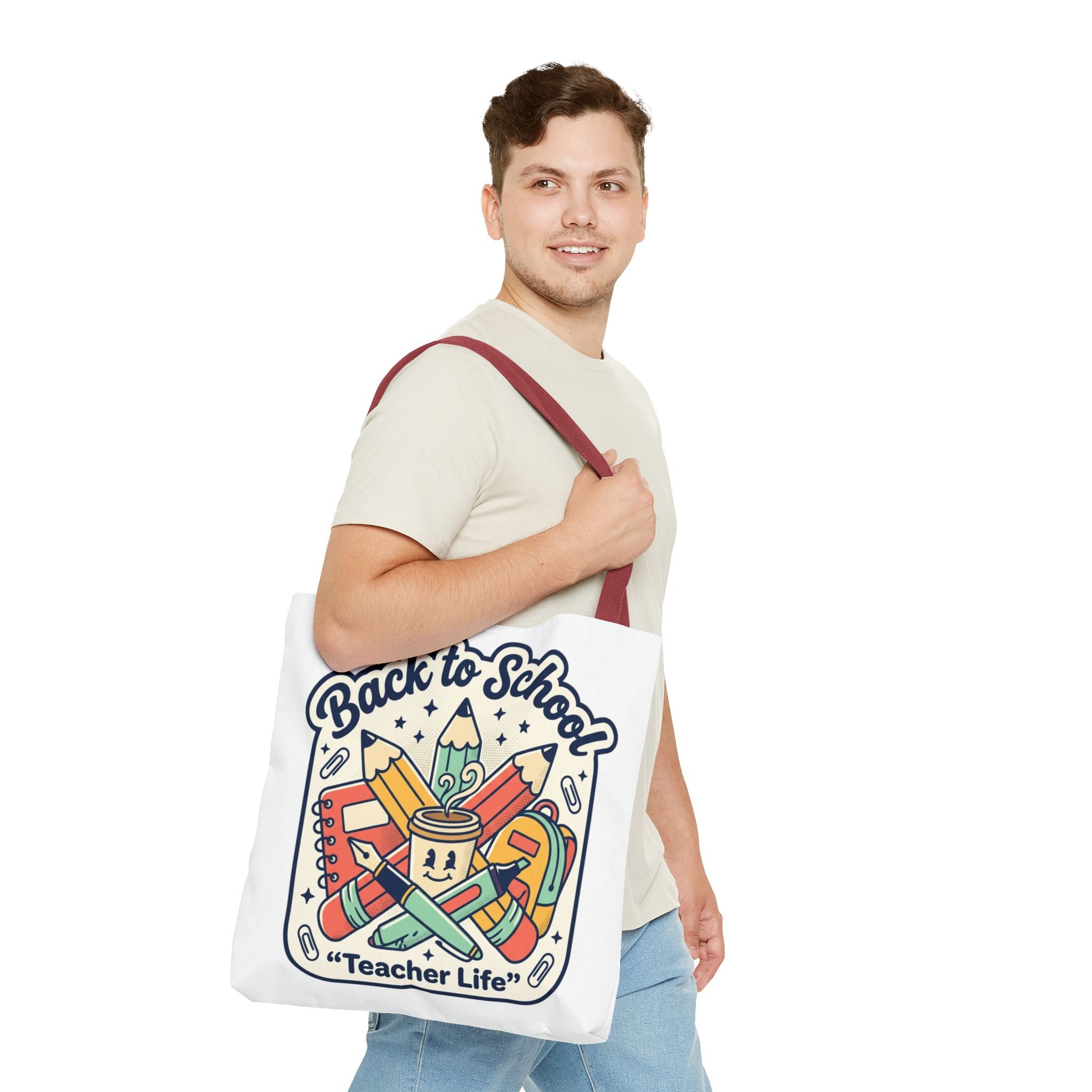 Back to School Teacher Life Tote Bag — Cute Teacher Supplies Print AOP