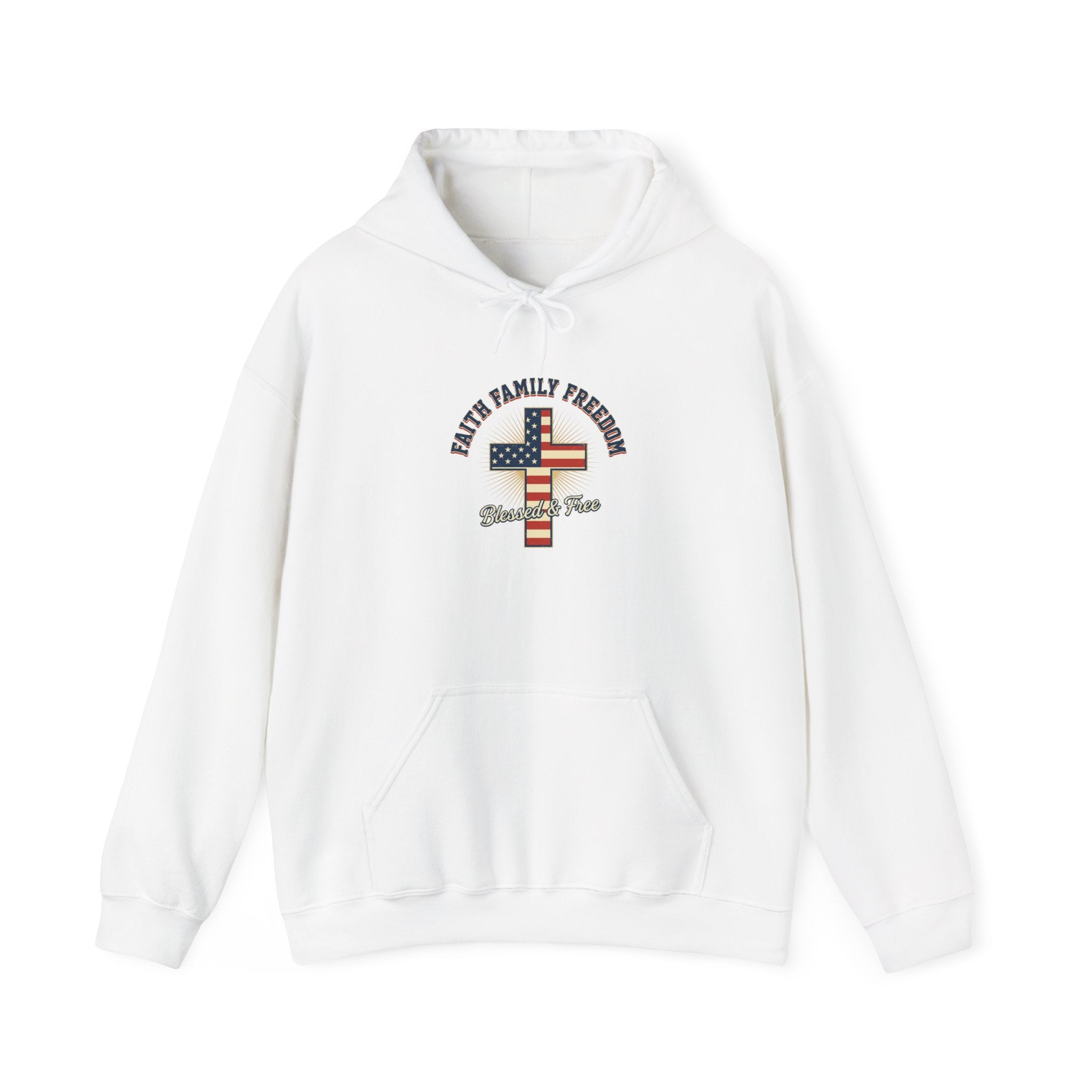 Faith Family Freedom Hoodie | Patriotic Faith-based July 4th, Vintage Americana