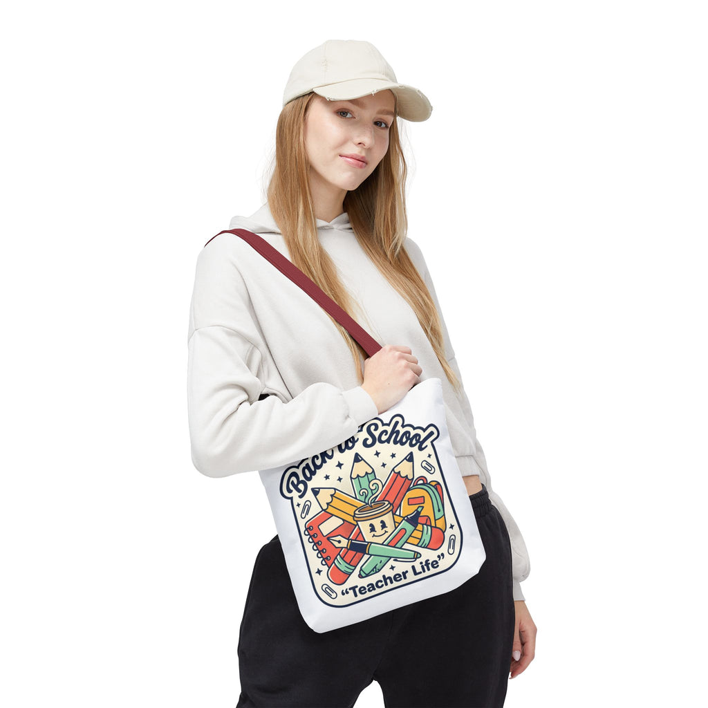 Back to School Teacher Life Tote Bag — Cute Teacher Supplies Print AOP