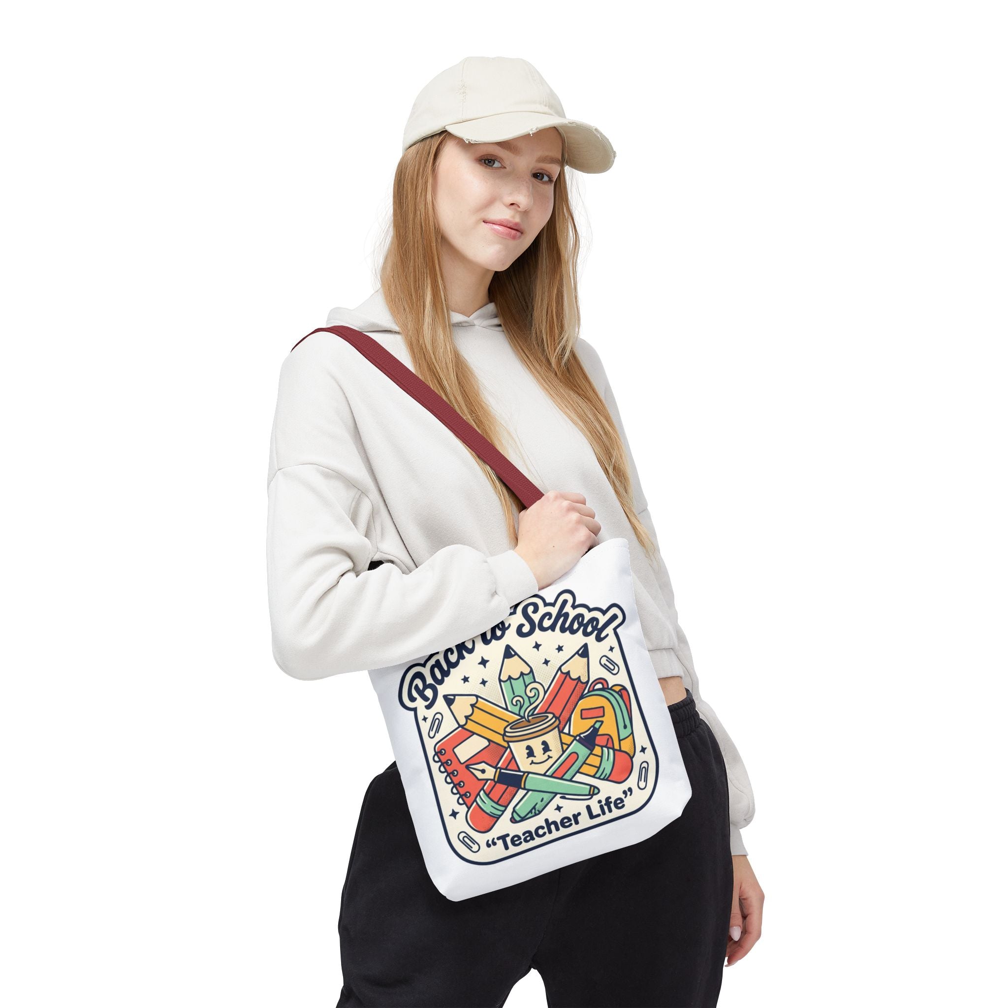 Back to School Teacher Life Tote Bag — Cute Teacher Supplies Print AOP