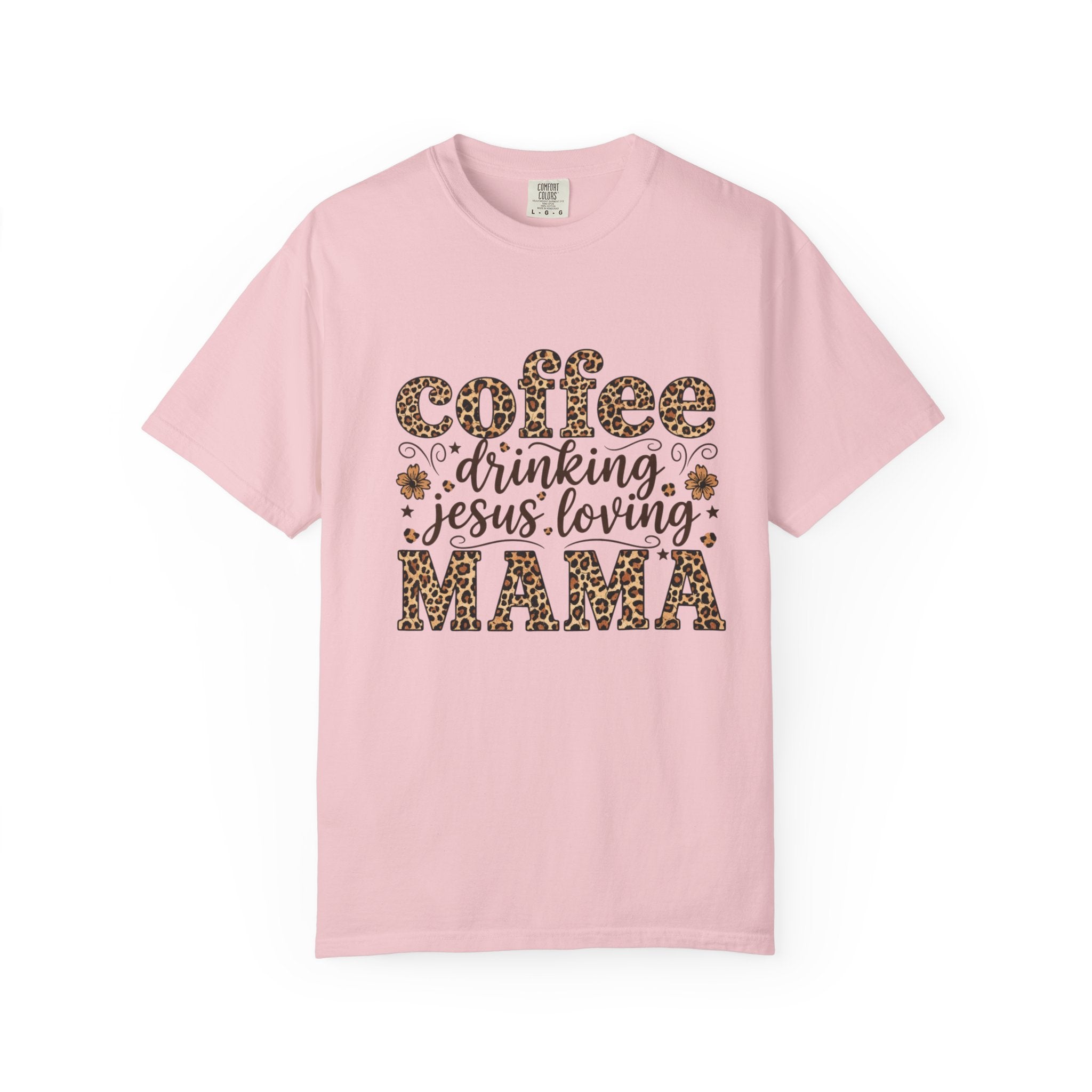 Coffee-Drinking Jesus-Loving Mama T-Shirt — Leopard Print Mom Tee