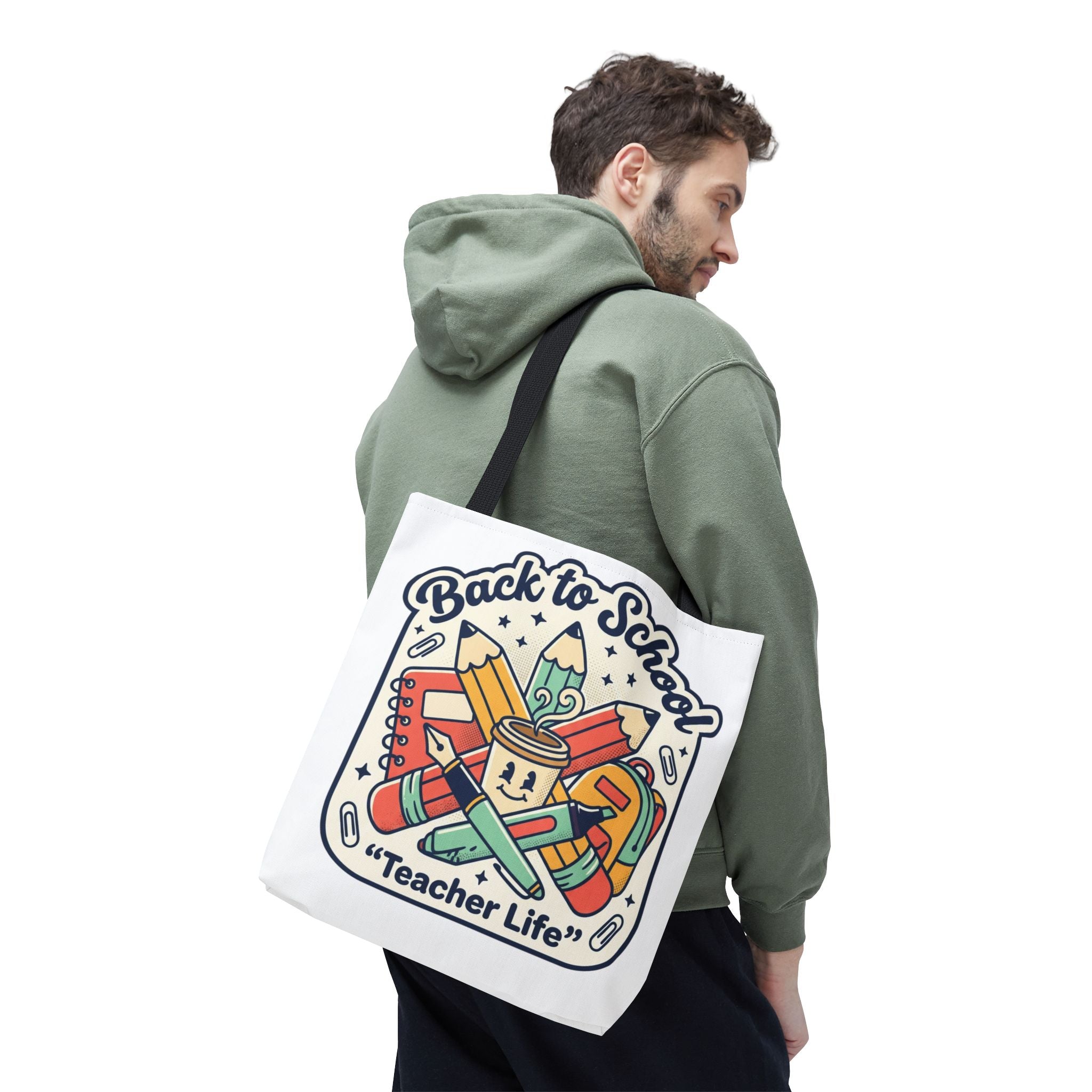 Back to School Teacher Life Tote Bag — Cute Teacher Supplies Print AOP