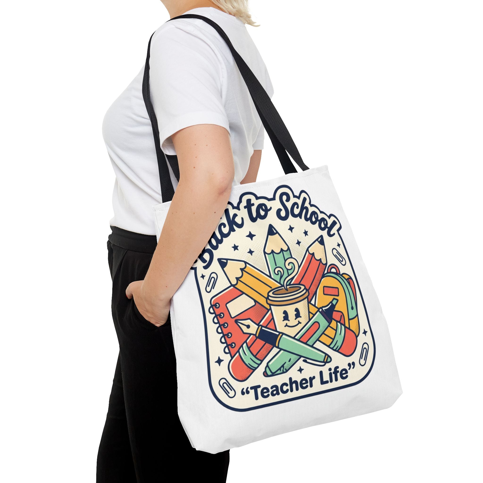 Back to School Teacher Life Tote Bag — Cute Teacher Supplies Print AOP