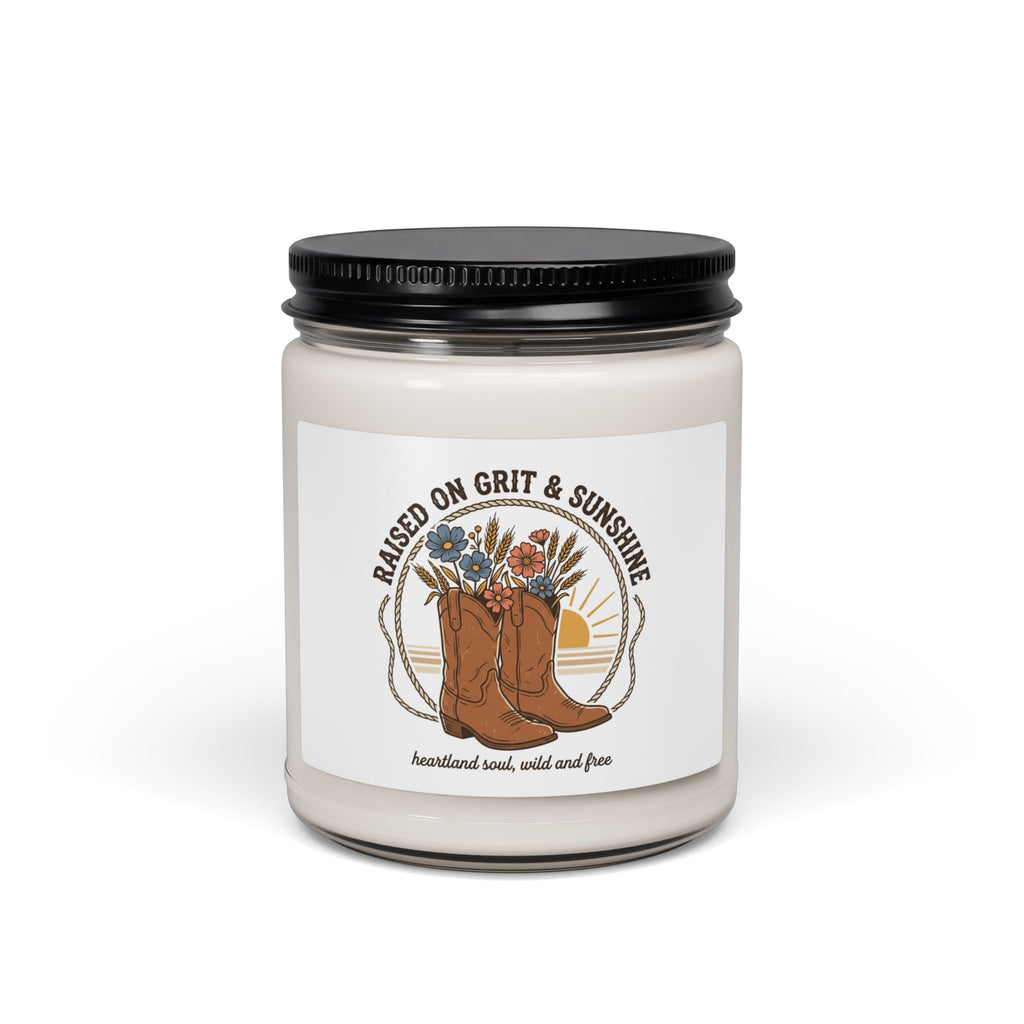 Raised on Grit & Sunshine Candle, Rustic Western Cowgirl Soy Candle