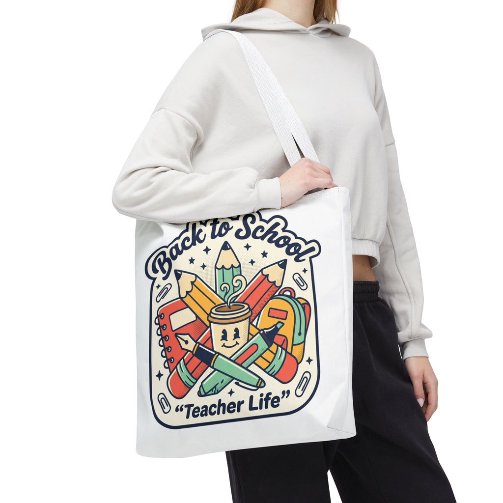 Back to School Teacher Life Tote Bag — Cute Teacher Supplies Print AOP
