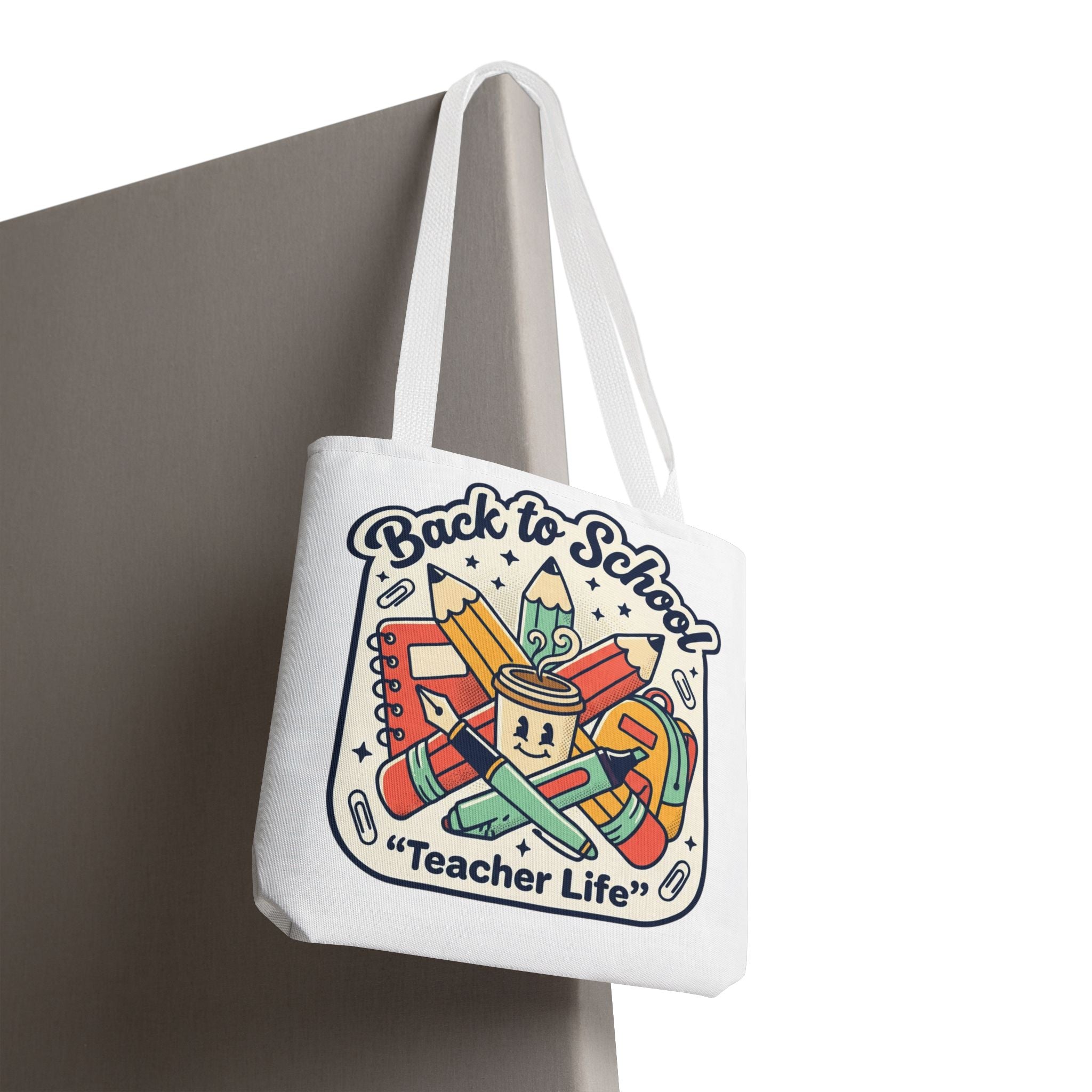 Back to School Teacher Life Tote Bag — Cute Teacher Supplies Print AOP