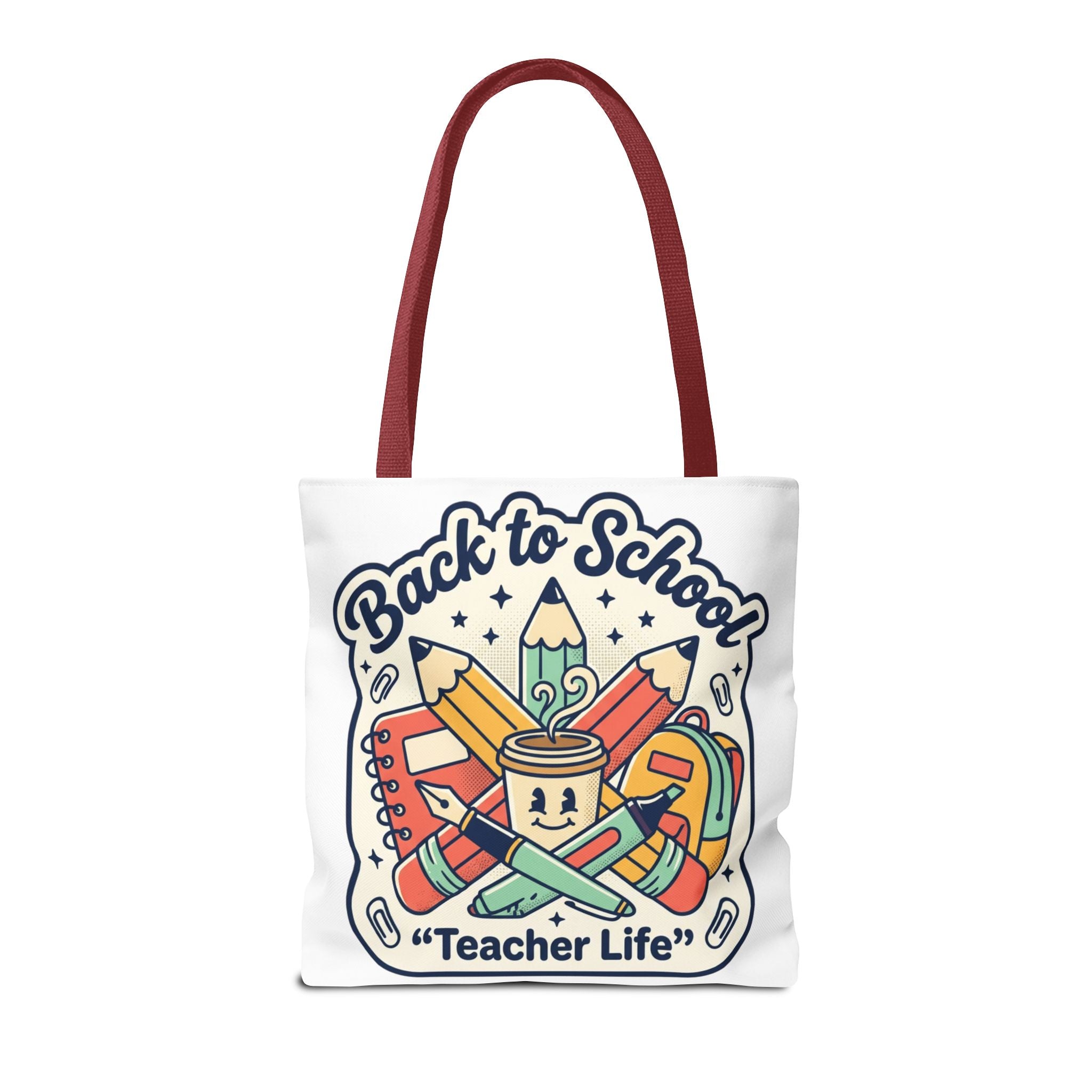 Back to School Teacher Life Tote Bag — Cute Teacher Supplies Print AOP