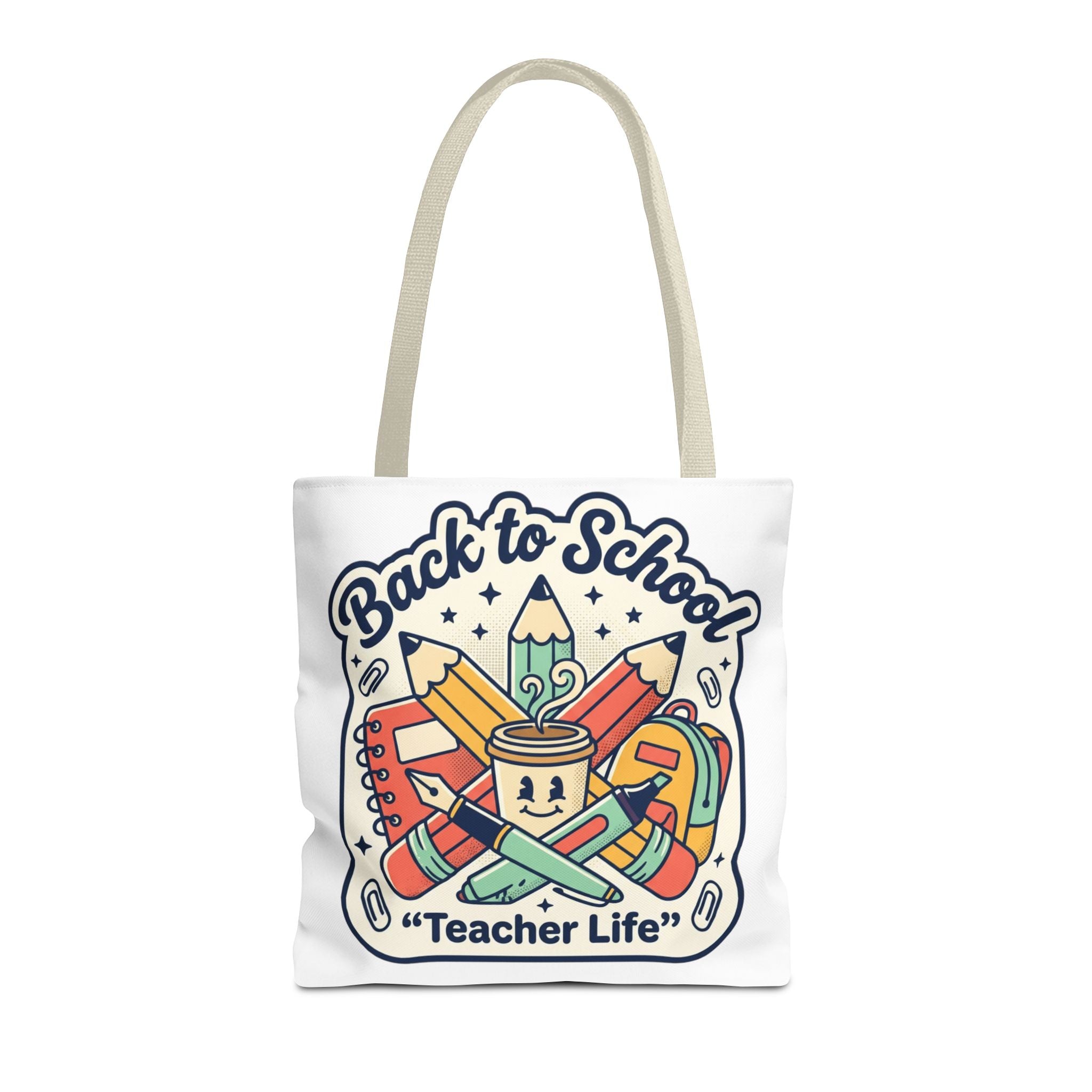 Back to School Teacher Life Tote Bag — Cute Teacher Supplies Print AOP