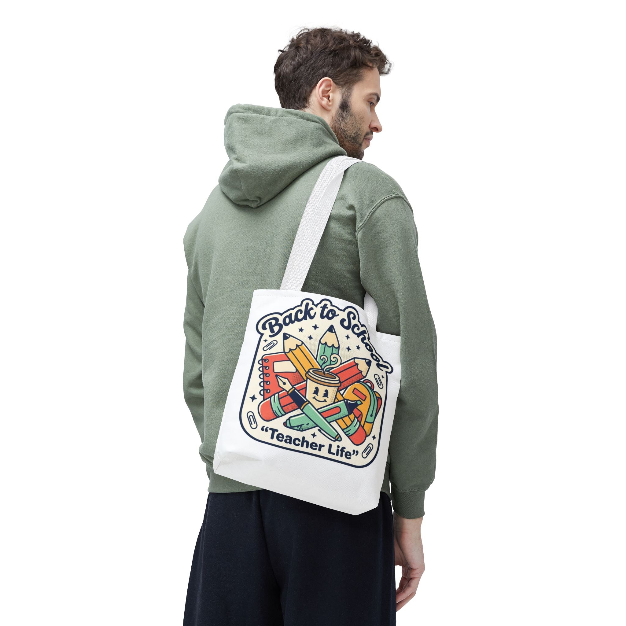 Back to School Teacher Life Tote Bag — Cute Teacher Supplies Print AOP