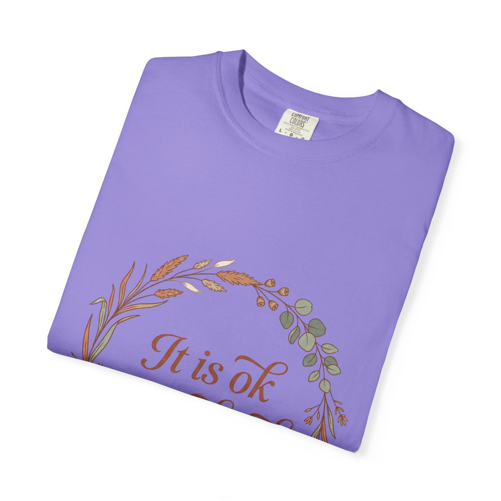Inspirational Tee — “It Is Ok Not To Be Ok” Floral Wreath Mental Health T-Shirt