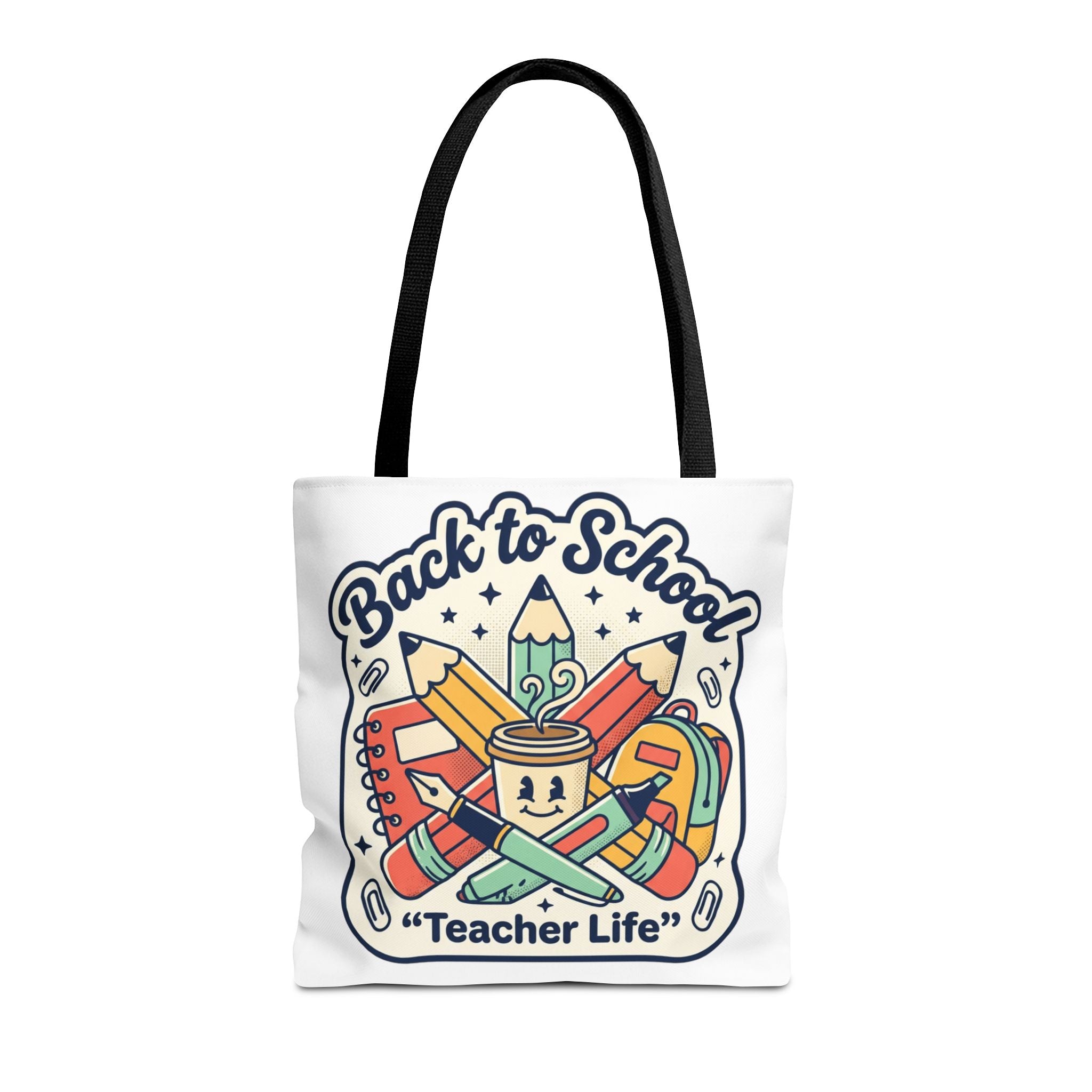 Back to School Teacher Life Tote Bag — Cute Teacher Supplies Print AOP