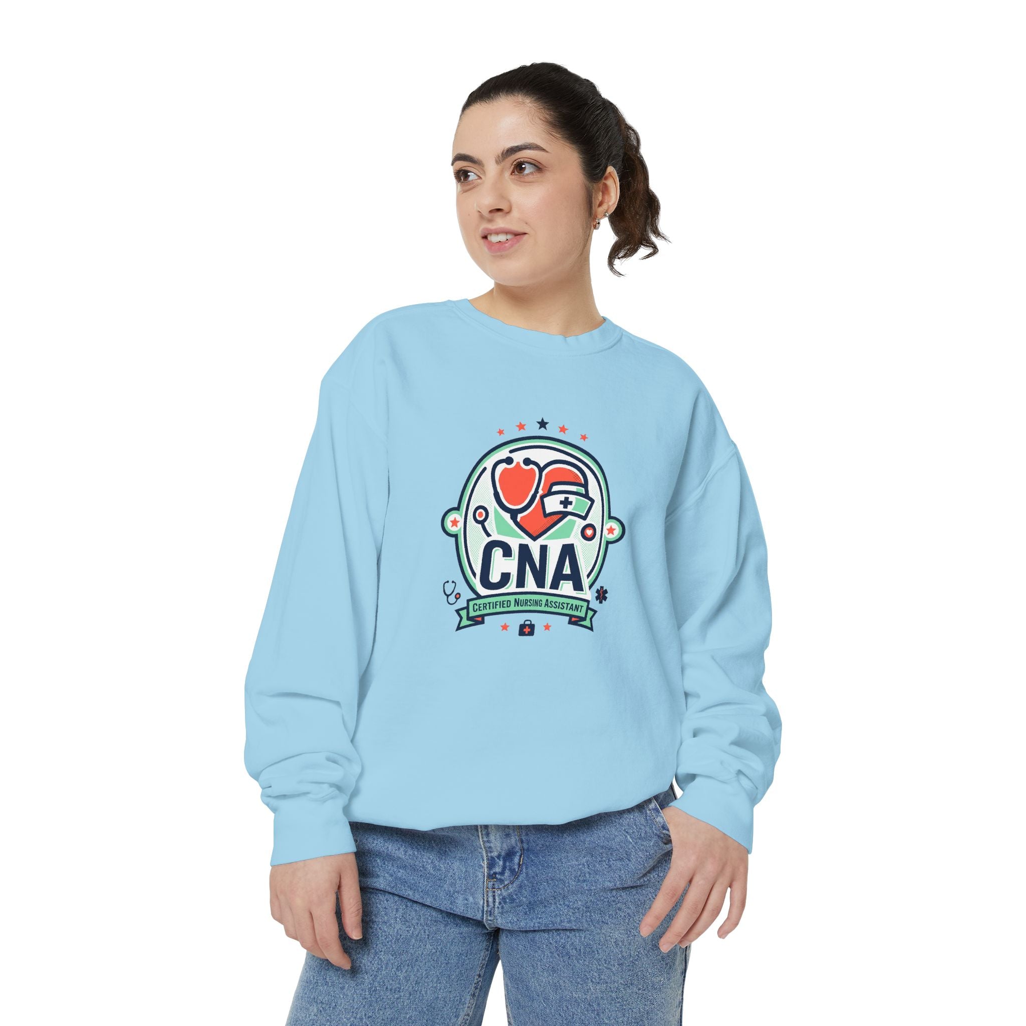 CNA Heart Stethoscope Sweatshirt — Certified Nursing Assistant Crewneck