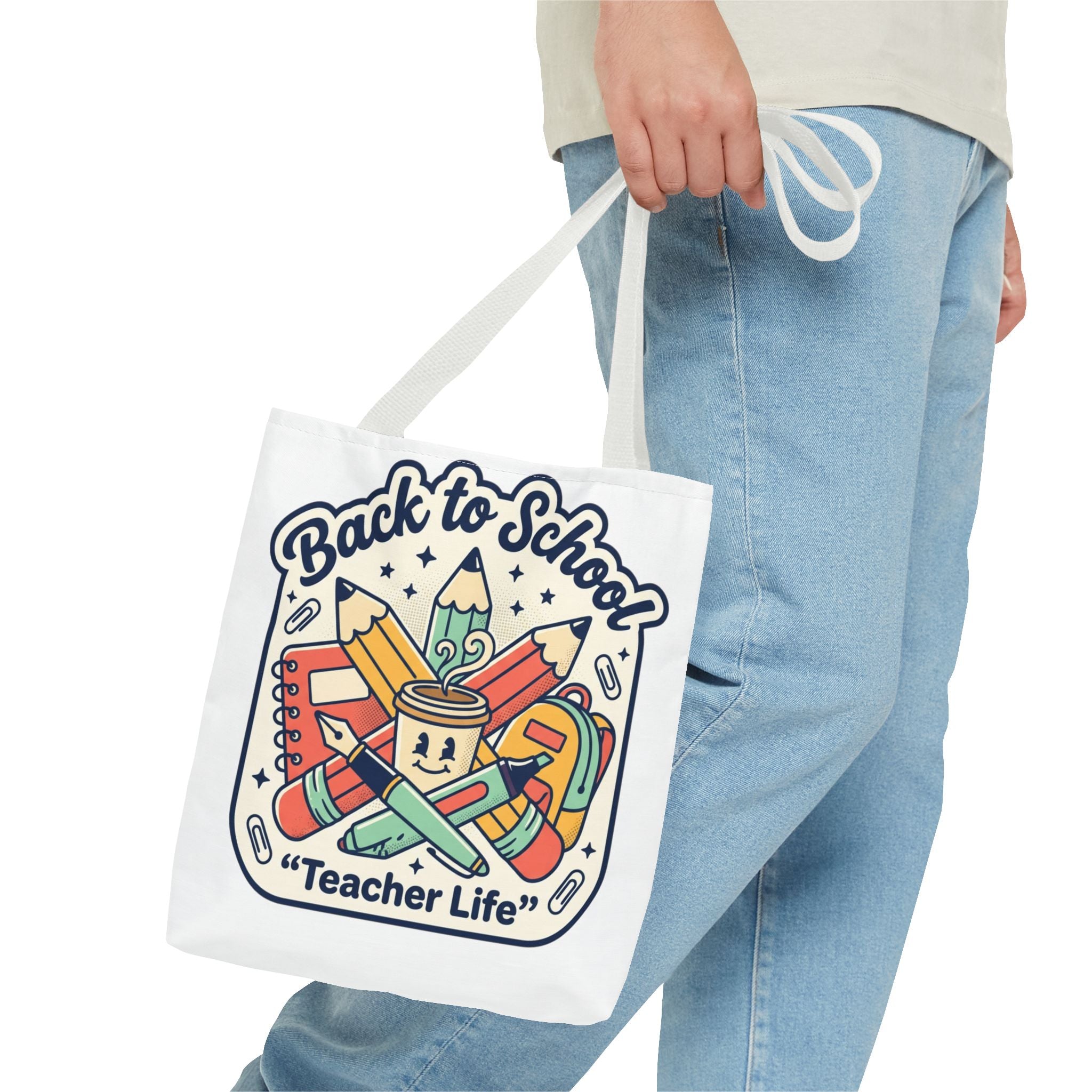 Back to School Teacher Life Tote Bag — Cute Teacher Supplies Print AOP