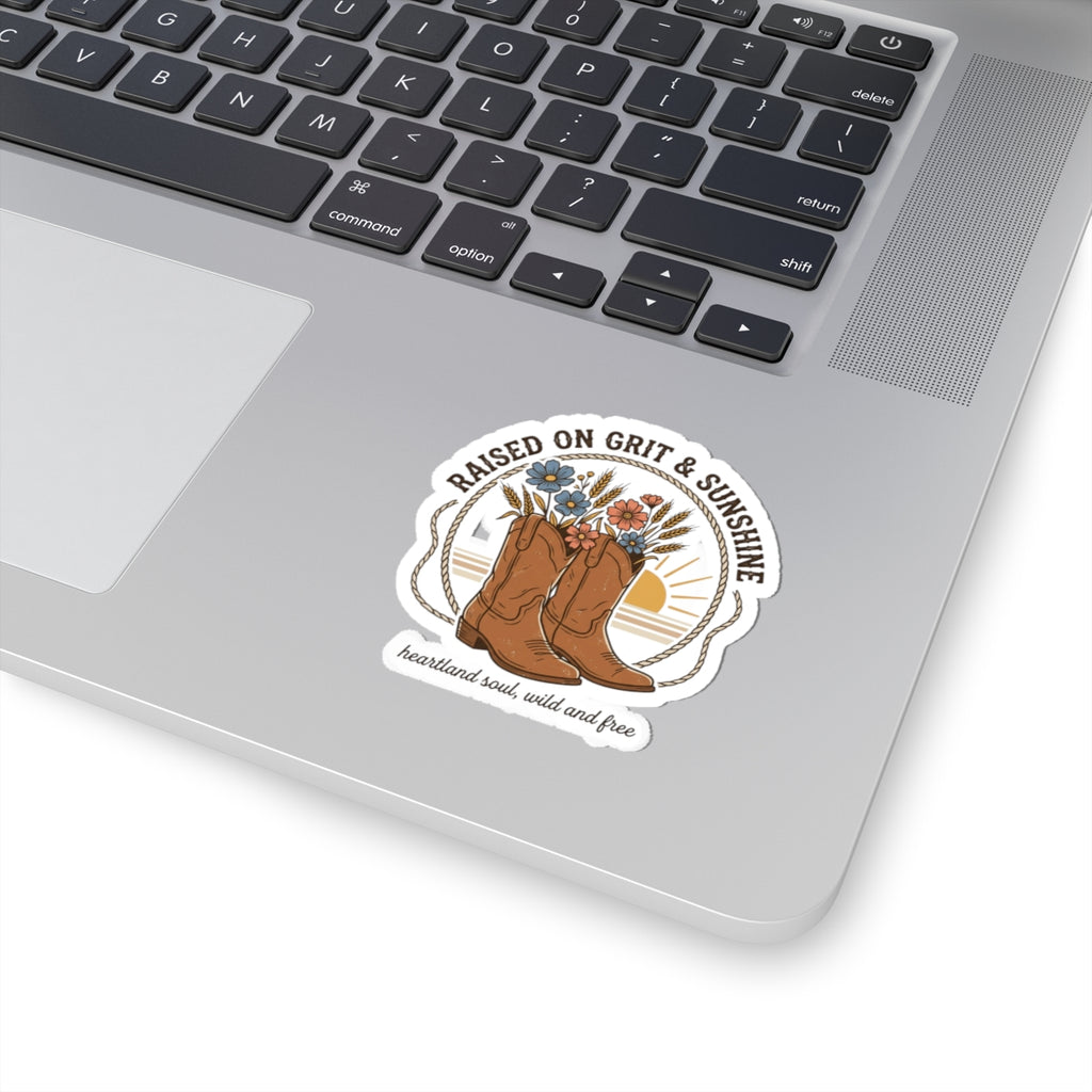 Raised on Grit & Sunshine Sticker | Western Cowgirl Rustic Ranch Prairie