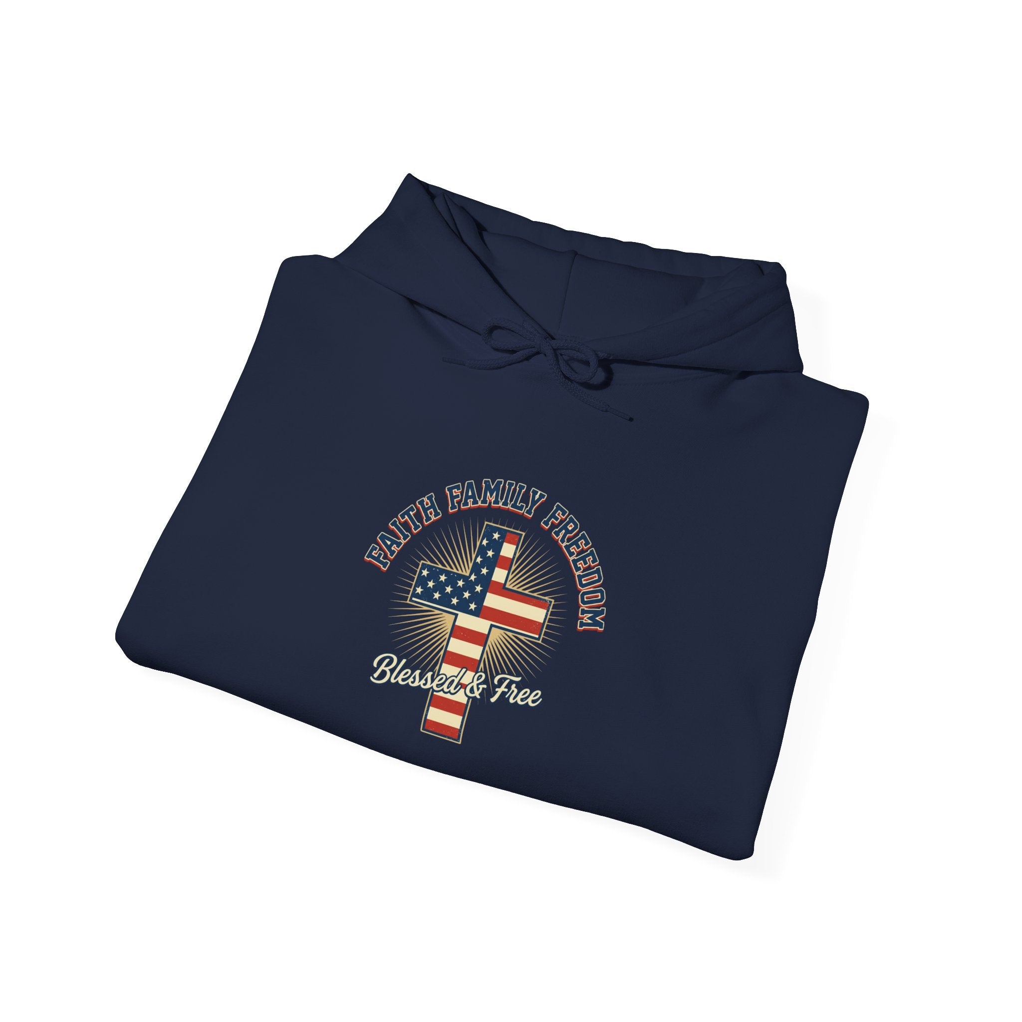 Faith Family Freedom Hoodie | Patriotic Faith-based July 4th, Vintage Americana