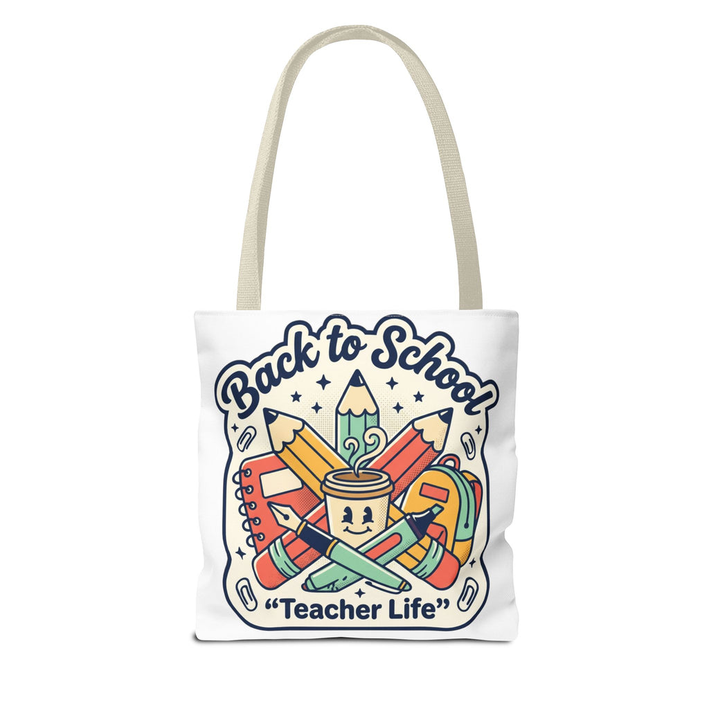 Back to School Teacher Life Tote Bag — Cute Teacher Supplies Print AOP