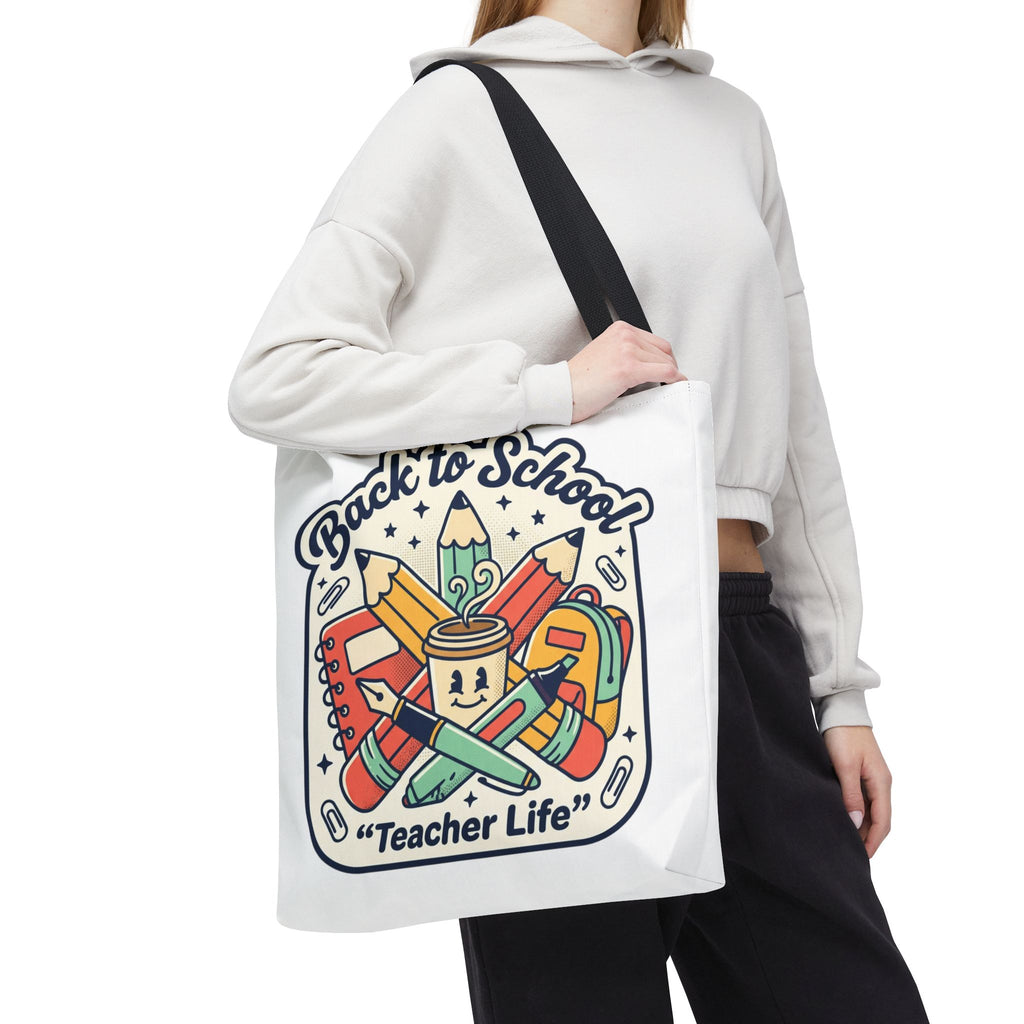 Back to School Teacher Life Tote Bag — Cute Teacher Supplies Print AOP