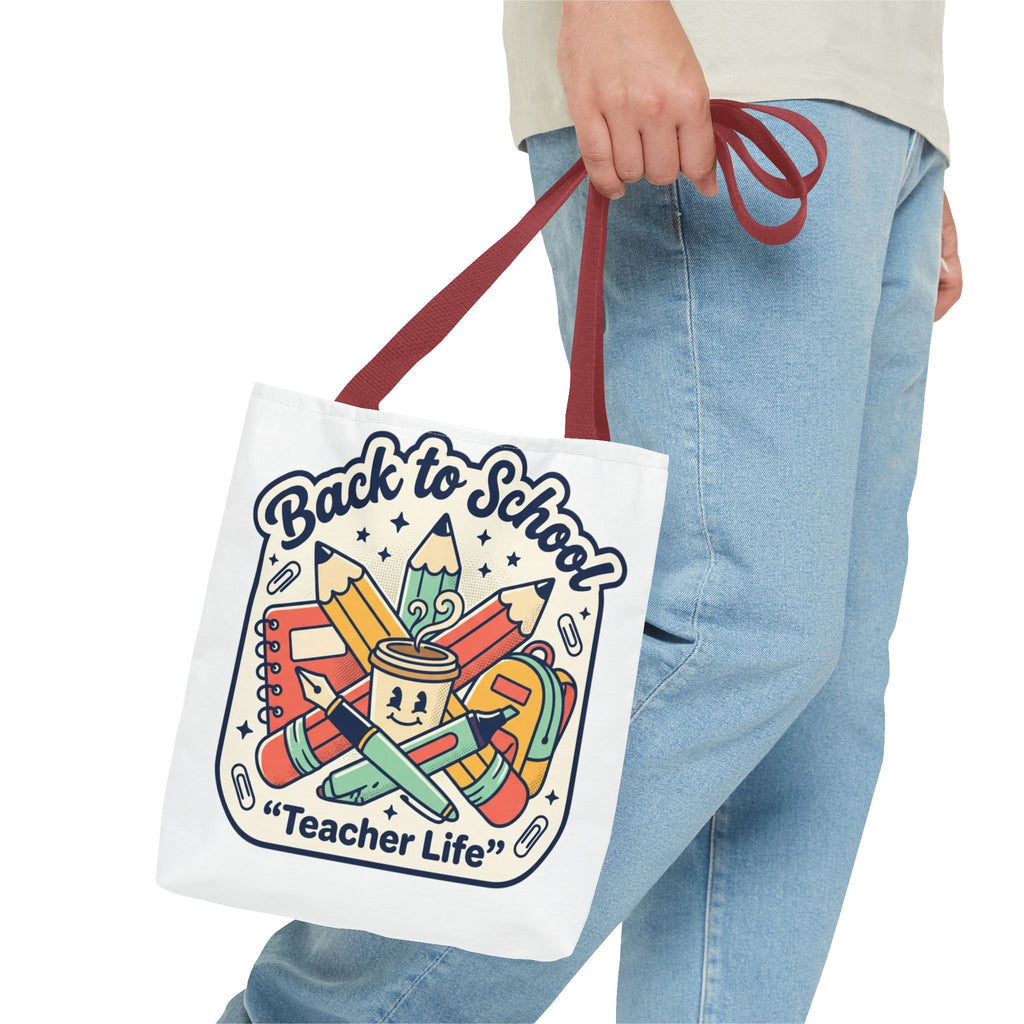 Back to School Teacher Life Tote Bag — Cute Teacher Supplies Print AOP
