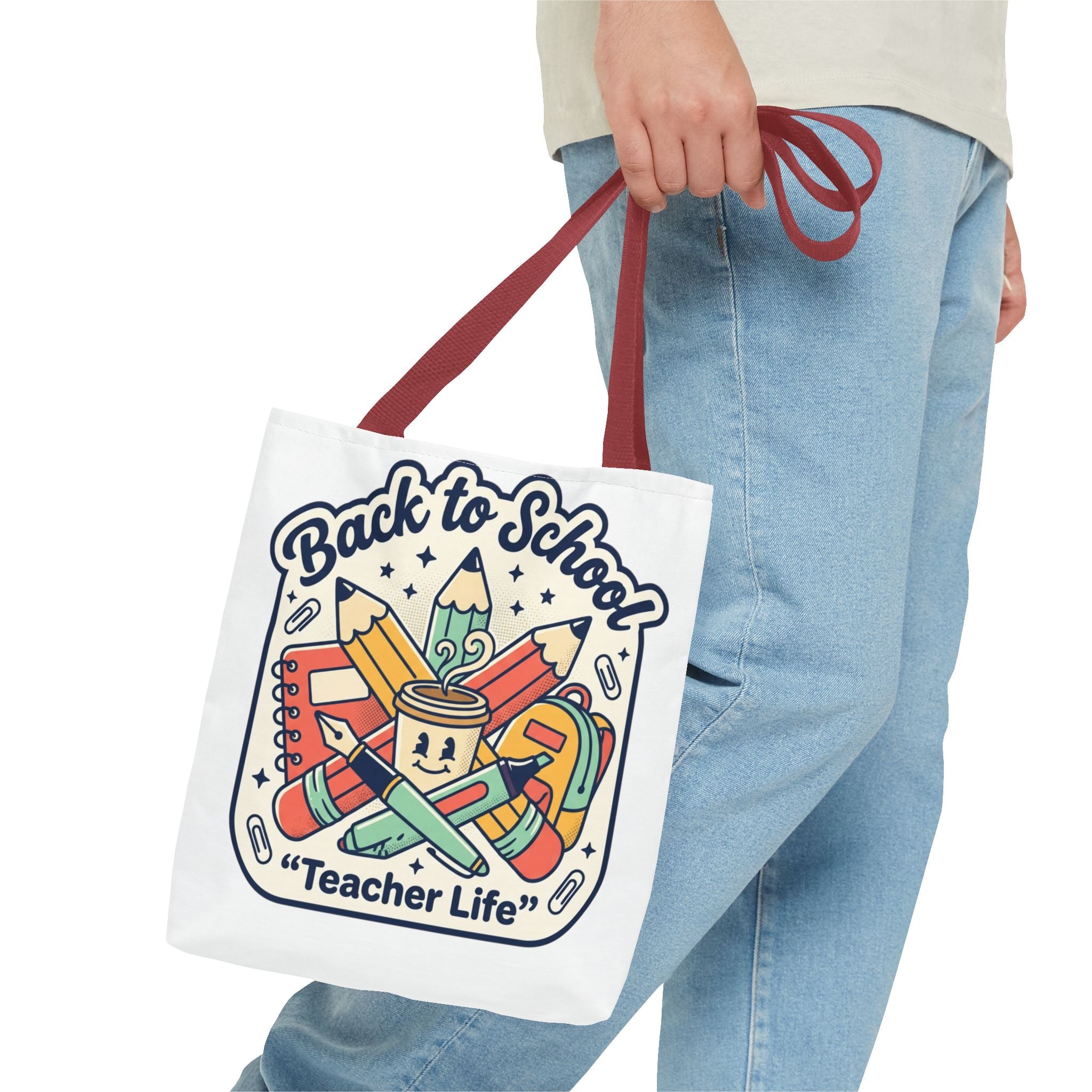 Back to School Teacher Life Tote Bag — Cute Teacher Supplies Print AOP