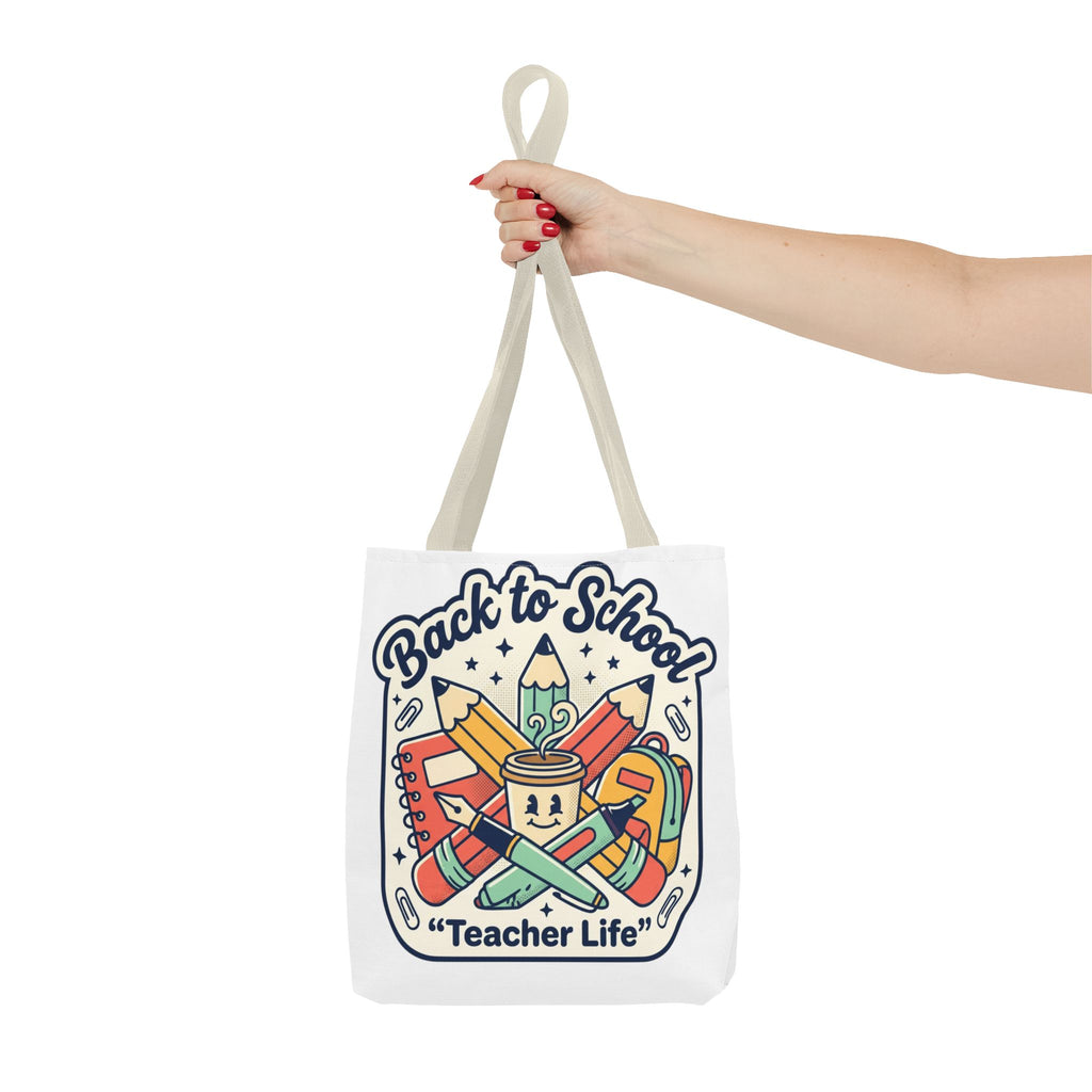 Back to School Teacher Life Tote Bag — Cute Teacher Supplies Print AOP