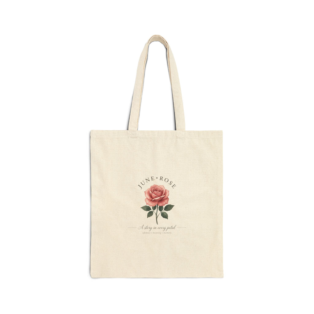 June Rose Birth Month Flower Tote, Botanical Watercolor Canvas Tote