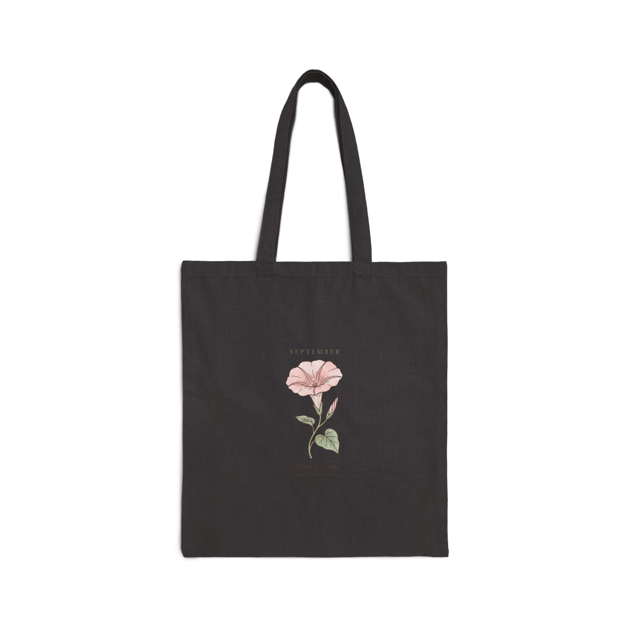 AUGUST Birth Flower Tote, Botanical Watercolor Poppy, Personalized Name