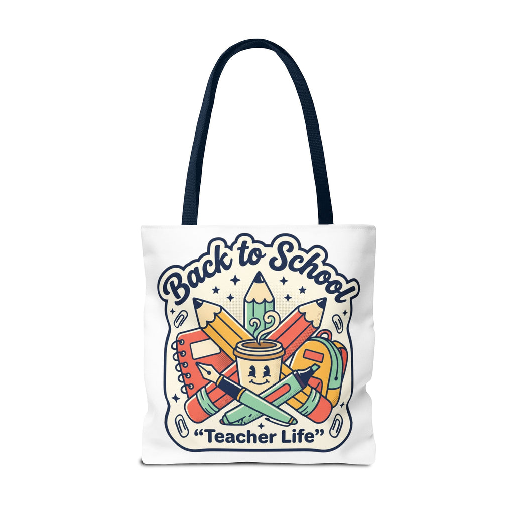 Back to School Teacher Life Tote Bag — Cute Teacher Supplies Print AOP