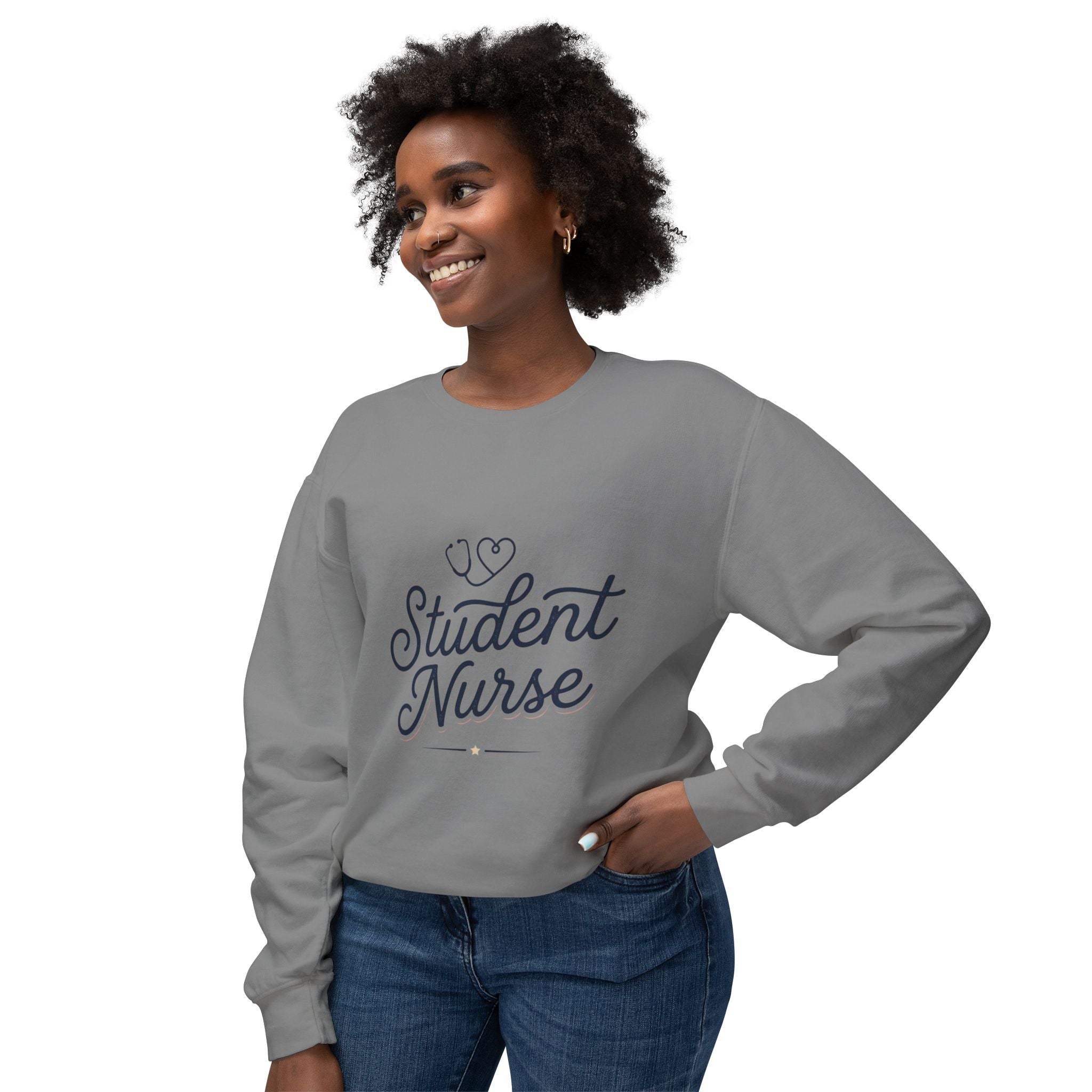 Student Nurse Crewneck Sweatshirt — Cute Stethoscope Nursing School Gift