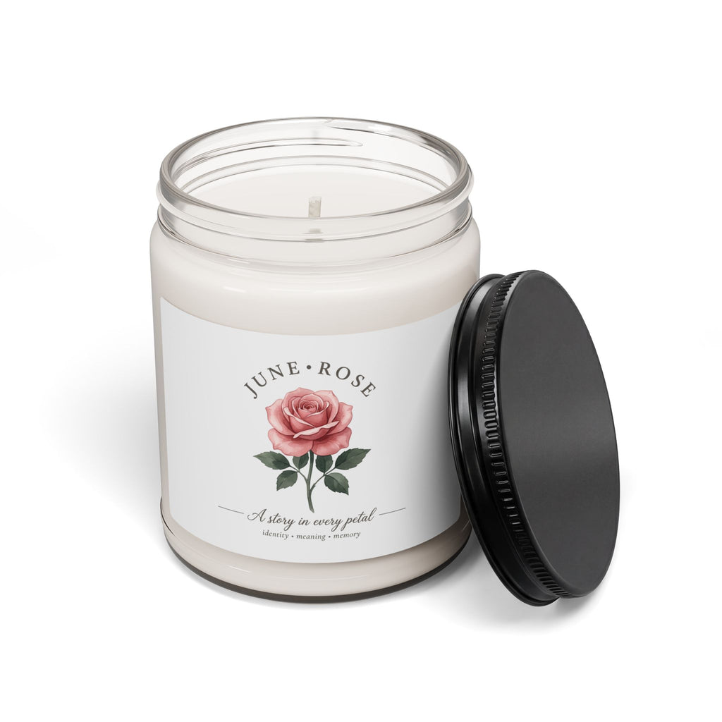 June Rose Birth Month Candle, botanical watercolor, personalized