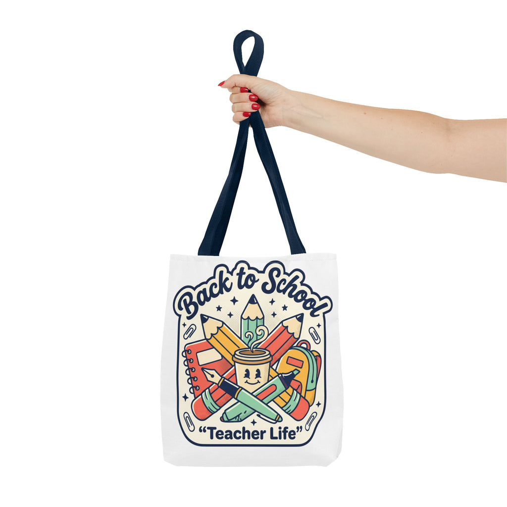 Back to School Teacher Life Tote Bag — Cute Teacher Supplies Print AOP