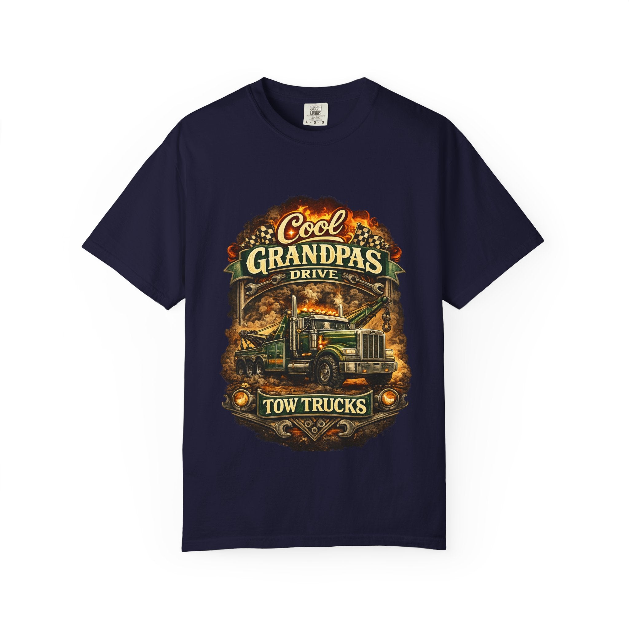 Cool Grandpas Drive Tow Trucks T-Shirt — Vintage Truck Graphic Tee for Grandfather