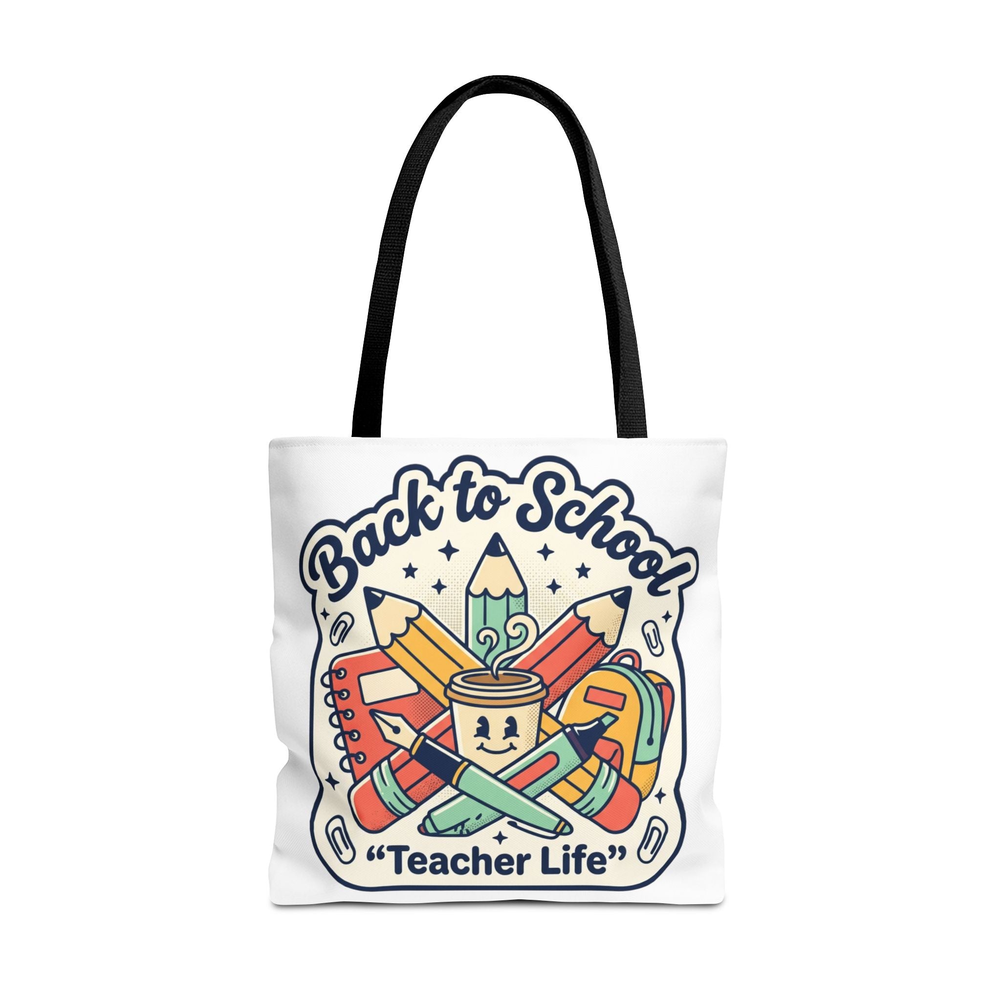 Back to School Teacher Life Tote Bag — Cute Teacher Supplies Print AOP