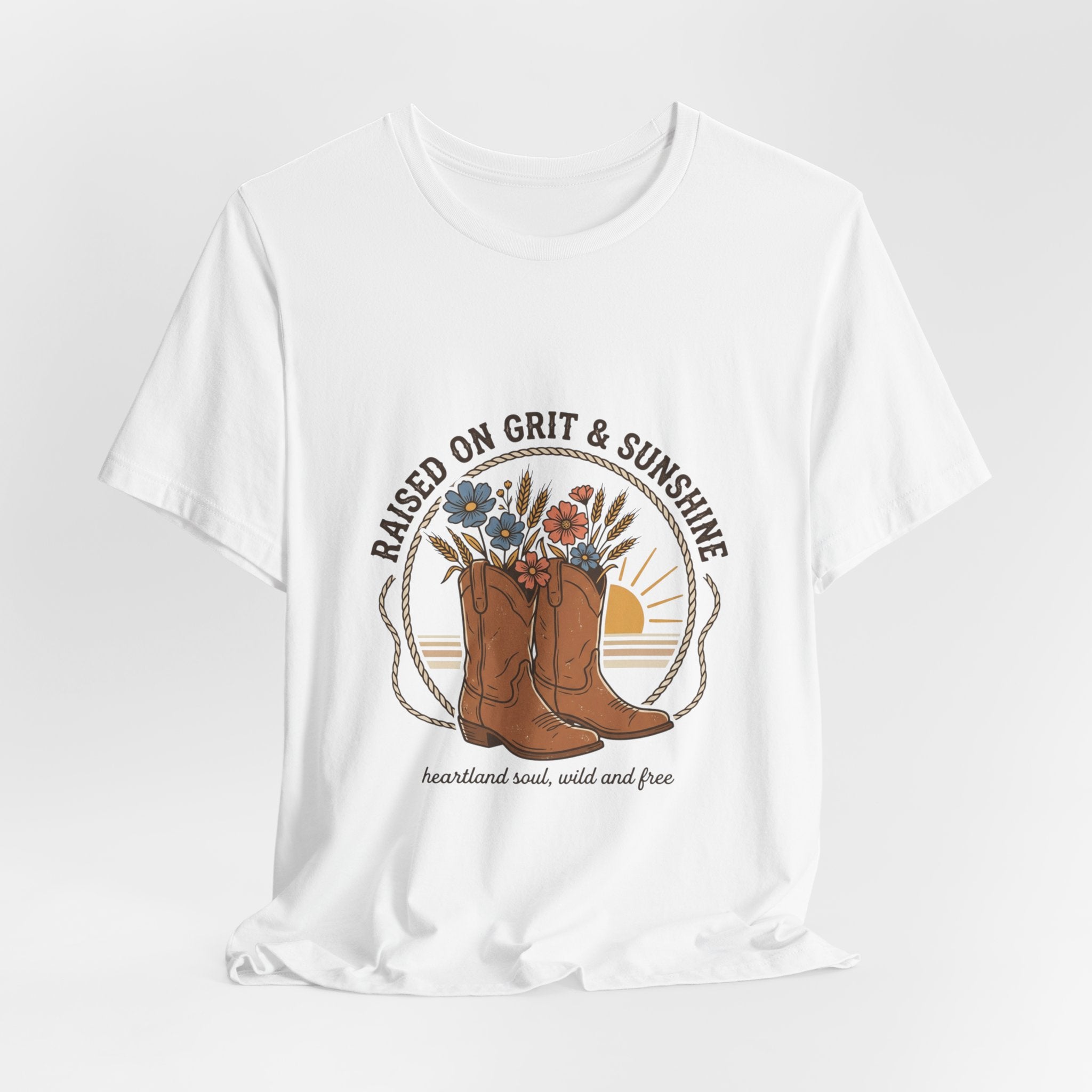Raised on Grit & Sunshine Tee | Western Cowgirl Ranch Rustic Prairie