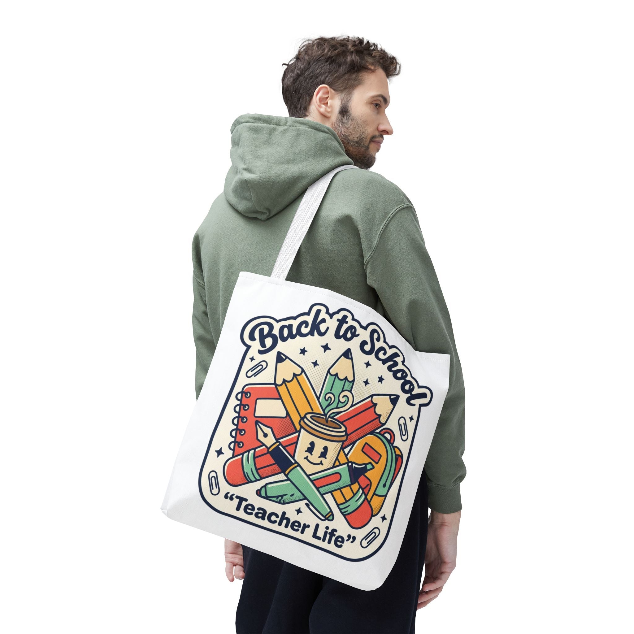 Back to School Teacher Life Tote Bag — Cute Teacher Supplies Print AOP