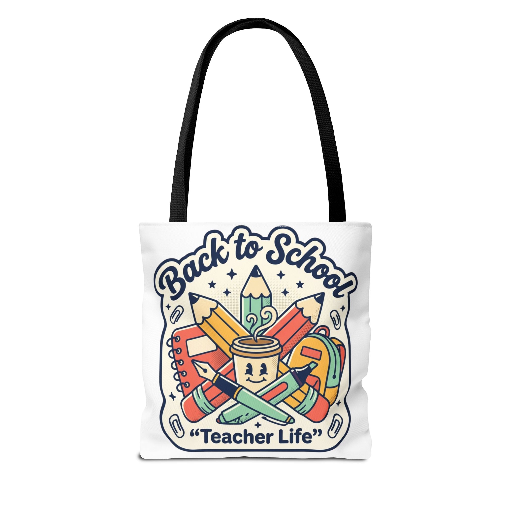 Back to School Teacher Life Tote Bag — Cute Teacher Supplies Print AOP
