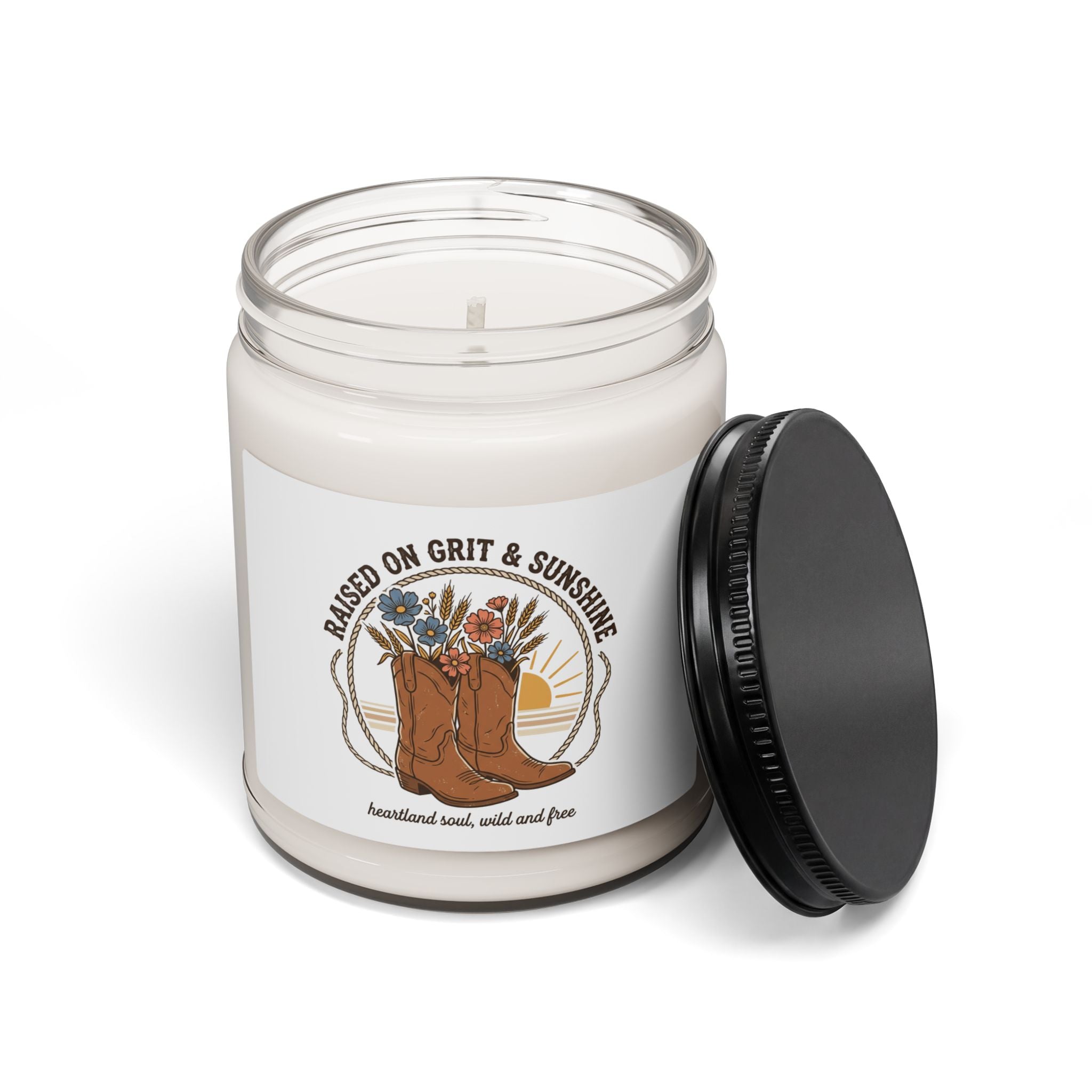 Raised on Grit & Sunshine Candle, Rustic Western Cowgirl Soy Candle